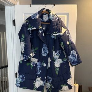Floral Blue Issac Mizrahi BRAND NEW 2XL parka jacket